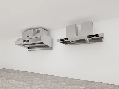 Different Styles Silver Wall Mounted Range Hoods For Modern Kitchen Appliances 3d model