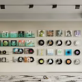 Vinyl Records And Album Covers Wall Display In Modern Interior Decor