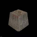 Concrete Block With Red PFF Letters Metal Ring On Top And Hole