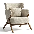 Modern Accent Chair With Textured Fabric Cushion Wooden Legs And Armrest Design