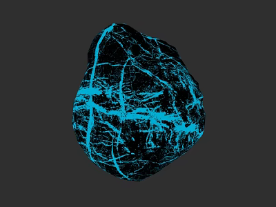 Black Rock With Blue Glowing Cracks On Dark Background Detailed Surface Texture 3d model