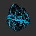 Black Rock With Blue Glowing Cracks On Dark Background Detailed Surface Texture