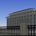 Modern Office Building Exterior With Multiple Glass Windows Flat Roof Front Entrance And Landscaping