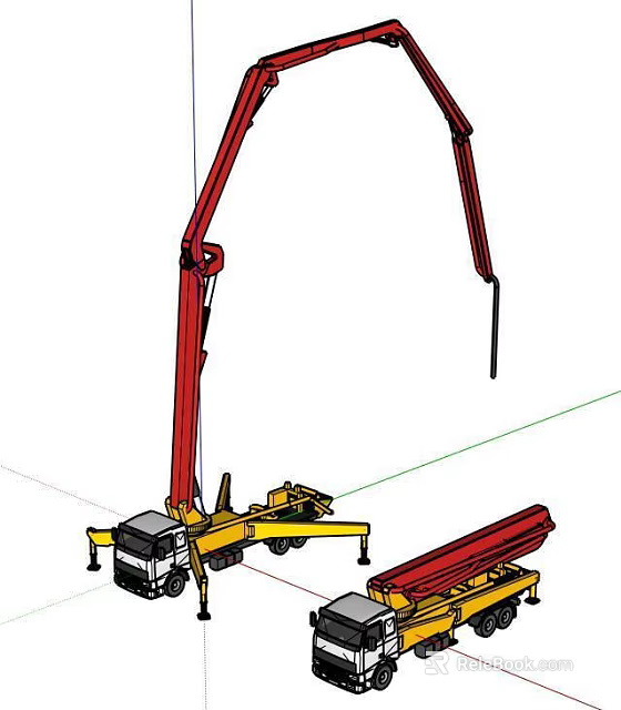 Utility Vehicle With Yellow Body And Red Long Boom For Construction Operations 3d model 