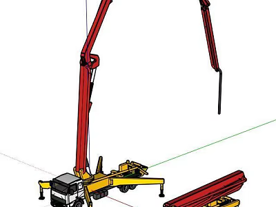 Utility Vehicle With Yellow Body And Red Long Boom For Construction Operations 3d model