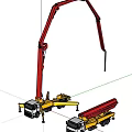 Utility Vehicle With Yellow Body And Red Long Boom For Construction Operations