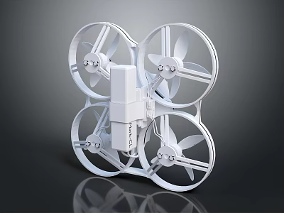 White Quadrotor Drone With Four Propellers And Modern Design Structure 3d model