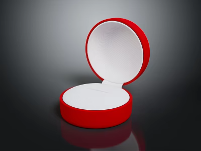 Red Open Jewelry Box With White Lining For Jewelry Decorative Set 3d model