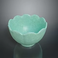 Light Green Petal Shaped Ceramic Bowl for Daily Use and Home Decor