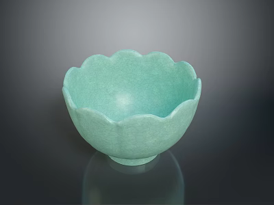 Light Green Petal Shaped Ceramic Bowl for Daily Use and Home Decor 3d model