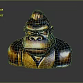 Bronze Gorilla Statue With Textured Hair Stern Expression And Shiny Surface