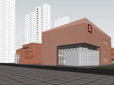 Commercial Street Featuring Red Brick Buildings Future Center And High Rise Structures 3d model