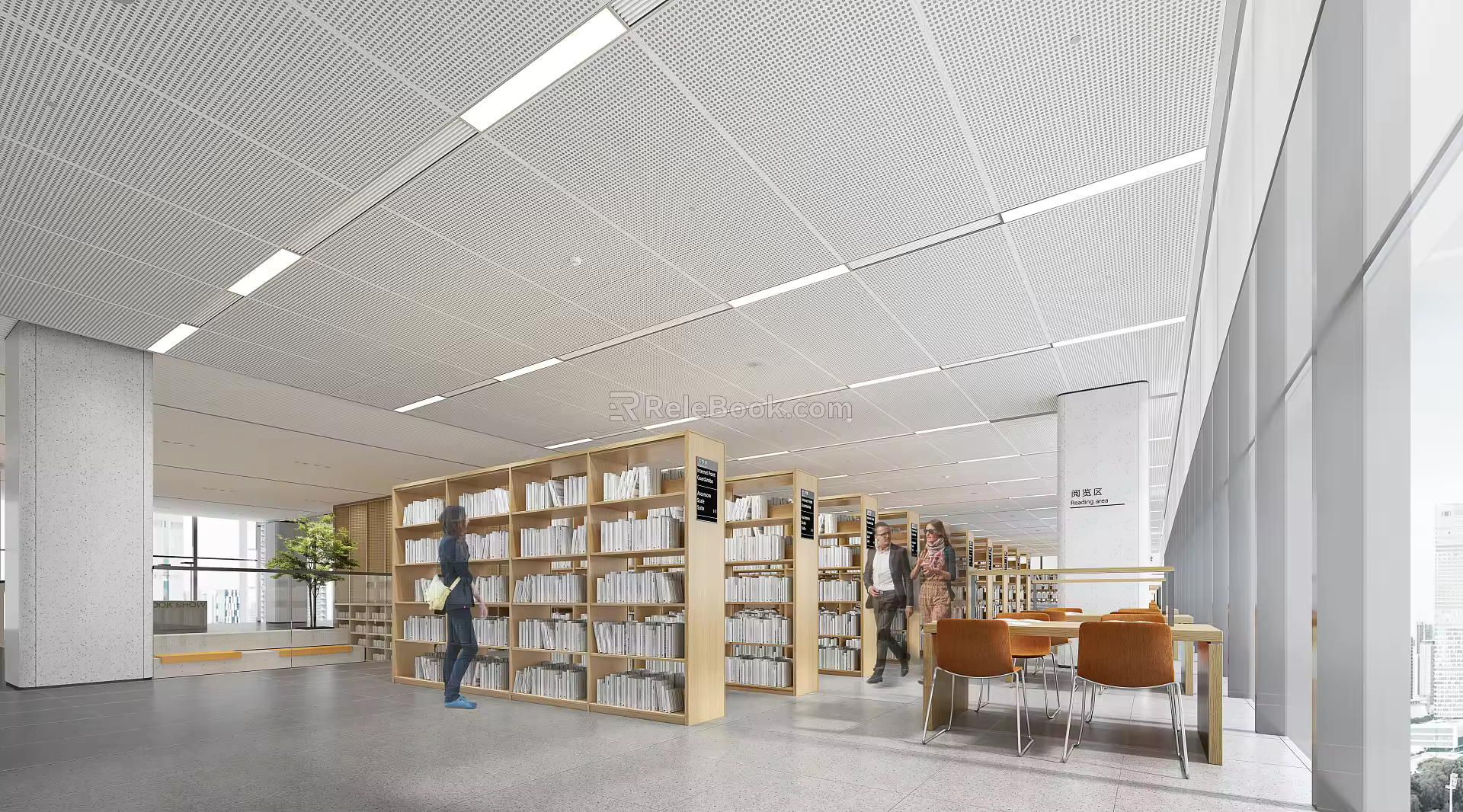 Modern Library Reading Area 3d model