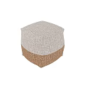 Woven Two Tone Light Gray And Brown Ottoman With Textured Design