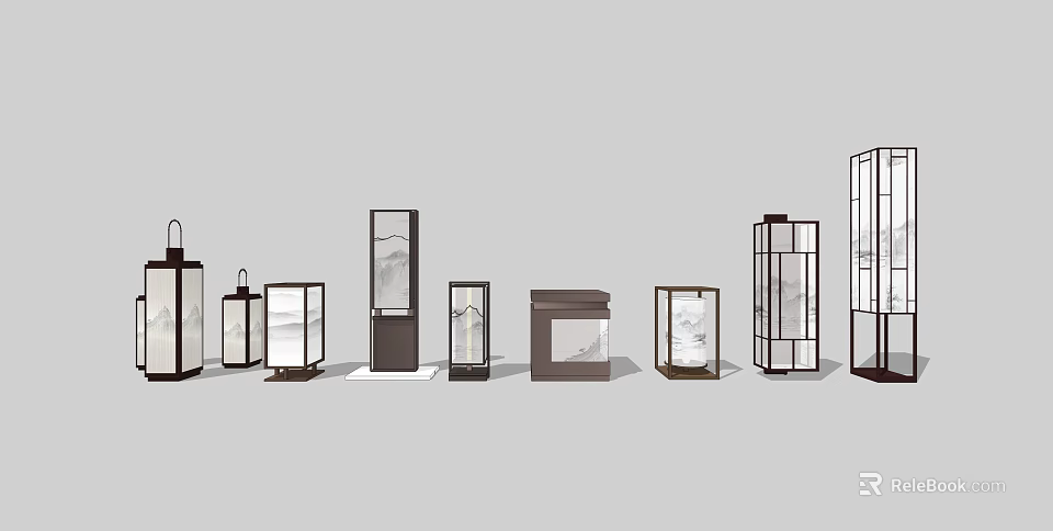 Modern Outdoor Lights With Sleek Metal And Glass Designs For Garden And Pathway 3d model 