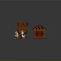 Wooden Small Houses With Steps Pumpkin And Open Style Featuring Gray Yellow White Cartoon Birds
