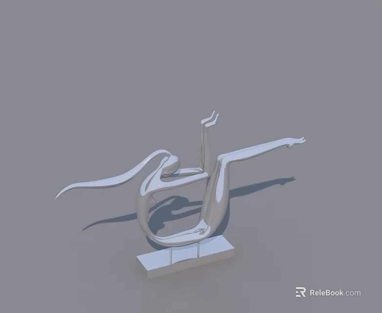 Modern Silver Hinged Door Sculpture With Abstract Human Figure Design 3d model 