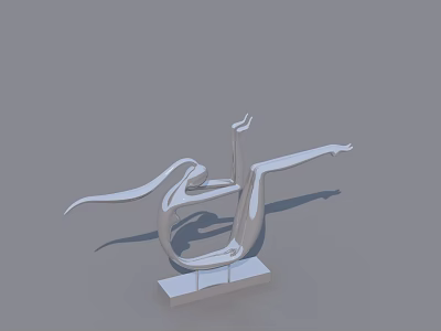 Modern Silver Hinged Door Sculpture With Abstract Human Figure Design 3d model