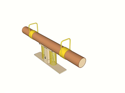 Seesaw With Brown Plank Yellow Handrails And Spring Base Design 3d model