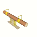 Seesaw With Brown Plank Yellow Handrails And Spring Base Design