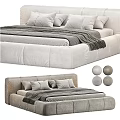 Modern Double Bed With Soft Velvet Upholstery Headboard Pillows Blanket And Color Options