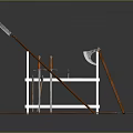 Weapon Rack Cold Weapon Sword Halberd Axe Hook Fork Spear Trident 3d model