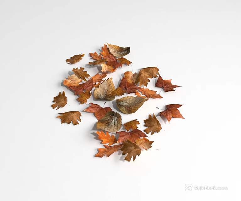 Natural Ground Cover With Autumn Fallen Leaves In Brown Orange Tones 3d model 