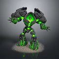Detailed Rock Construct Mythical Creature With Green Glowing Muscular Body Elements 3d model