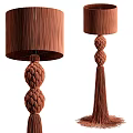 Modern Brown Braided Floor Lamp With Fabric Shade And Tassel Details