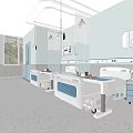 Hospital Ward Interior With Two Hospital Beds Medical Equipment And Curtains