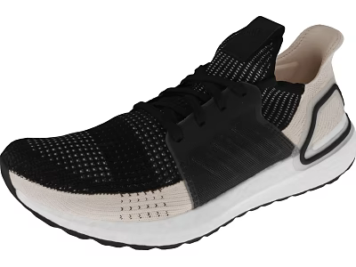 Black and Beige Mesh Knit Sneakers with White Sole and Breathable Lightweight Design 3d model