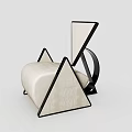 Modern Single Sofa With Triangular Black Frame And Soft Beige Cushion Design 3d model