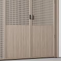 Modern Elegant Cabinet Doors With Grid Pattern Wooden Frame And Metallic Handles
