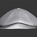 Gray White Herringbone Pattern Flat Cap With Textured Fabric Fashion Accessory 3d model
