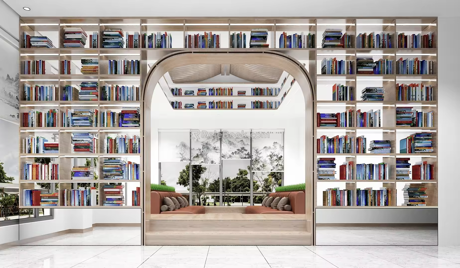 Library Reading Room Book Bar Book Cafe Bookshelf Reading Area 3d model