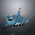 Gray Military Fighter Jet With Transparent Cockpit Mounted Missiles And Tail Flame