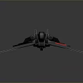 Sci Fi Black Aircraft Model With Red Accents And Streamlined Wings