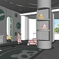 Sales Office Building Interior With Children Playing Green Signs Toy Car And Alphabet