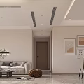 Modern Living Dining Room Interior With TV Wall Bookshelf And Decorative Lighting