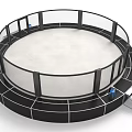 Circular Trampoline With Safety Net Enclosure Black Frame And Metal Ladder