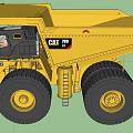 Large Yellow CAT Mining Dump Truck with Big Wheels and Worker at Mining Site 3d model