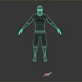 Gray 3D Human Model in Standing Position With Arms Outstretched and Ground Symbol