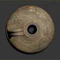 Ancient Clay Vase Sculpture with Hand Carved Textured Surface and Traditional Design