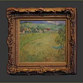 Ornate Carved Golden Frame With Landscape Painting For Home Decorative