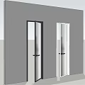 Modern Glass Doors With Vertical Stripes In White And Black Frames 3d model