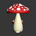 Large And Small Red Mushrooms With White Spots On Dark Background