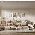 Modern Living Room Interior With Sofa Coffee Table Armchair And Wall Art Decor