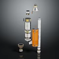 Space Exploration Rocket Components With Booster Core Stage And Command Module 3d model