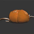 Peeled Tangerine With Exposed Flesh And Surrounding Peel On Black Background