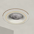 Modern Interior Ceiling Design With Circular Rings And Textured Center Light 3d model